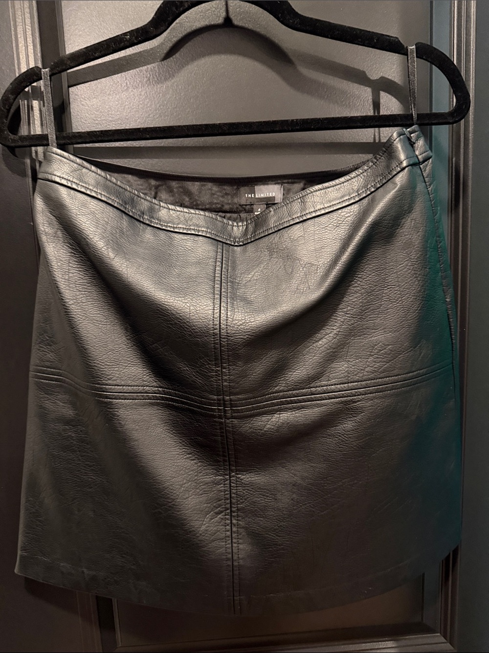 The Limited Black Faux Leather Mini Skirt with Seam Detail